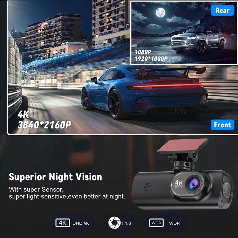 Product Introduction of HD 4K dual lens driving recorder black box driving recorder car DVR 1080P rear camera built-in WiFi GPS 24-hour parking monitor Includes 128GB TF 41