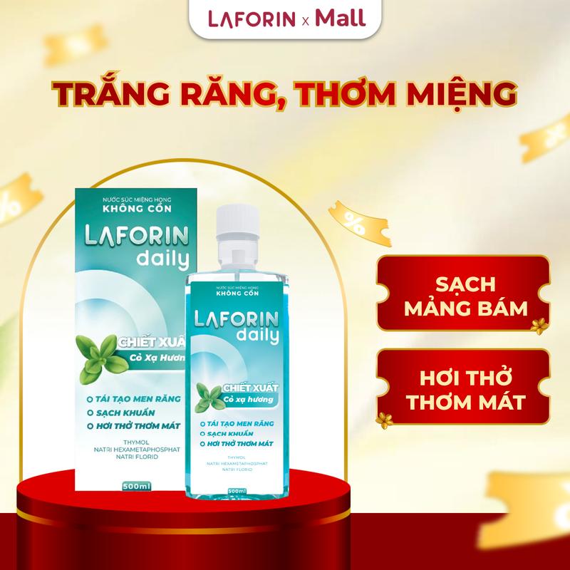 Nước súc miệng không cồn, giúp răng trắng sáng và chắc khỏe Laforin Daily 500ml