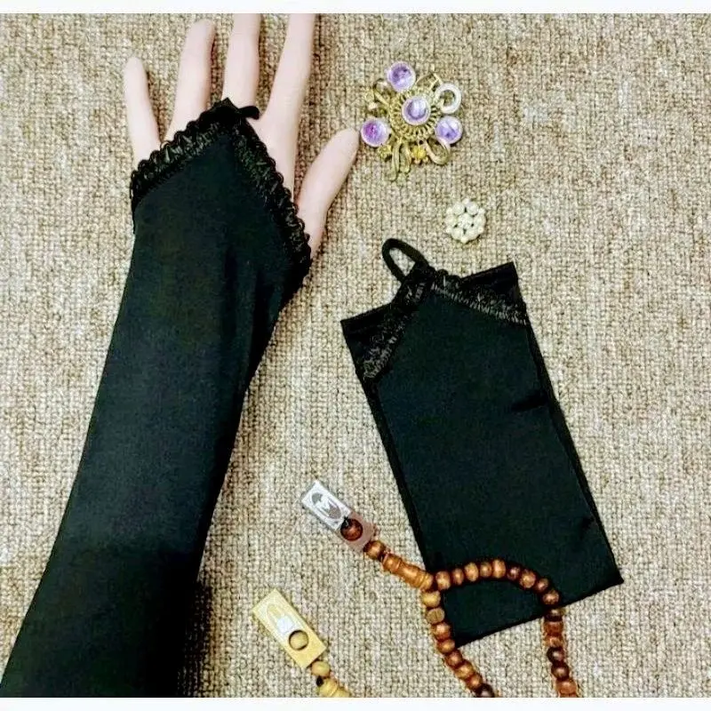 Handsock Renda Mansettangan RendaHitam Handsock Hajidan Umroh