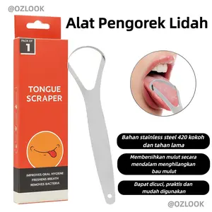 Pembersih Lidah Stainless Steel Tongue Scraper Pembersih Kotoran Mulut Tanpa Bau