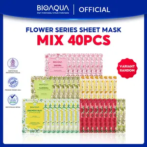 【40pcs】【BPOM】Bioaqua Sheet Mask Natural Serum Series Wajah Wamit Mix 40pcs/set  Hydrating All Skin Types  Facial Treatment Mask
