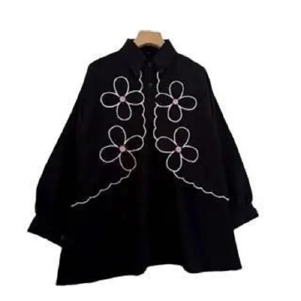 NIRMALA SHIRT - Ukuran S M L XL XXL 3XL 5L - Atasan Wanita Jumbo - Atasan Jumbo - Kemeja Wanita Big Size Oversize Casual Baju Dewasa Linen Panjang Katun Basic Kerah Hitam Navy Kerja