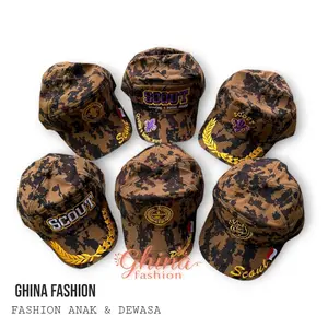 Topi Loreng Pramuka Indonesia Bordir Logo Ripstok High Premium Anak Dewasa