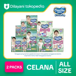 2 Ball MamyPoko Pants X-tra Kering Slim Tidak Gembung - Popok Celana Twin Pack