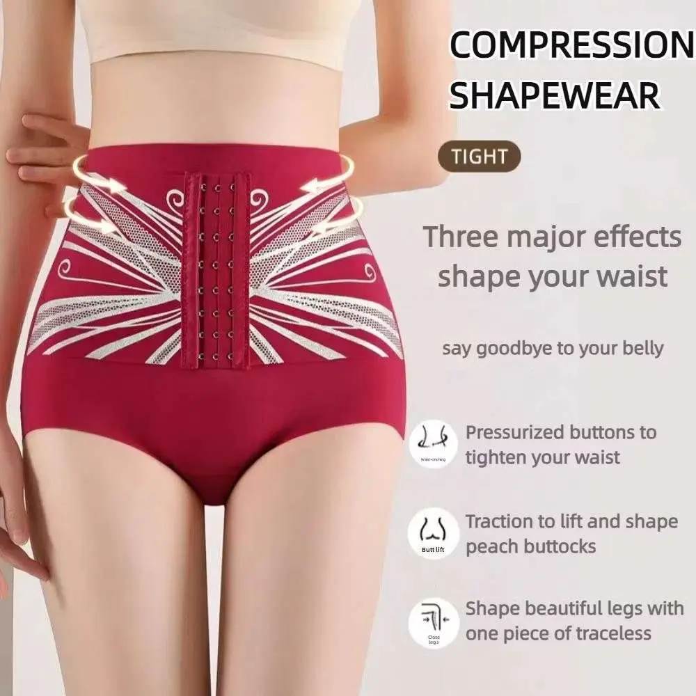 High Waist Buckle Butt Lifting Briefs, Soft Shapers Waist Trainer Belly Contracting Seamless Panties Women Shape