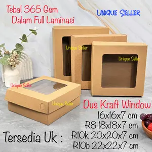 [Isi10] Dus Nasi KRAFT 16x16x7 18x18x7 20x20x7 22x22x7 Jendela Full Laminasi 350 Gram / Dus Bos Kotak Nasi R6 R8 R10k R10b Uk 16 18 20 22 KRAFT WINDOW 350 Gsm / Dus Box Kotak Hampers Kue Roti Snack 16x16 18x18 20x20 22x22 x 7 cm