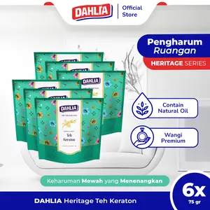 [6 Pack] Dahlia Air Freshener Heritage Series Teh Keraton isi 1 75gr Pengharum Ruangan | Wangi Mewah, Menenangkan