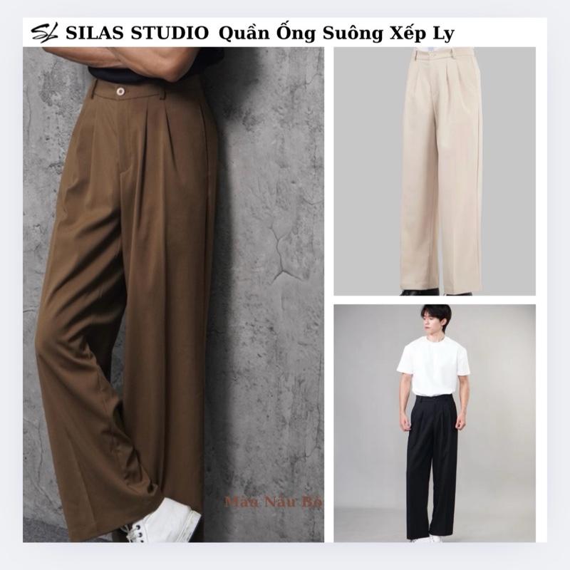  Quần Ống Suông SILAS Xếp Ly Ver1 Cài Khuy Kate Mịn Nam Form Đứng - QSL9 