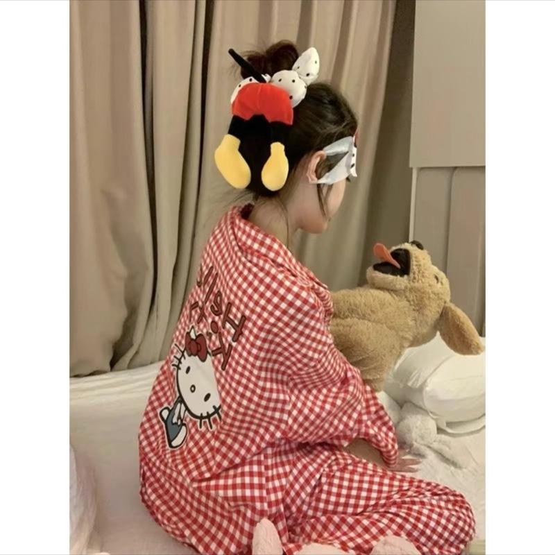 Size M XL 40_68kg . Đồ bộ nữ Pijama Truyền Thống . Chất Vải Lụa Latin Mềm Mát - Quần Dài Có Túi