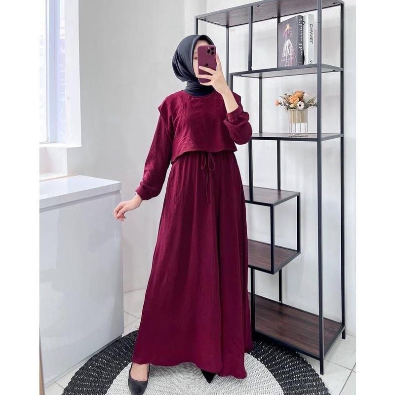 Product Introduction of dress shafila/gamis simple/baju muslim wanita bahan cringcle cey airflow kualitas premium 8