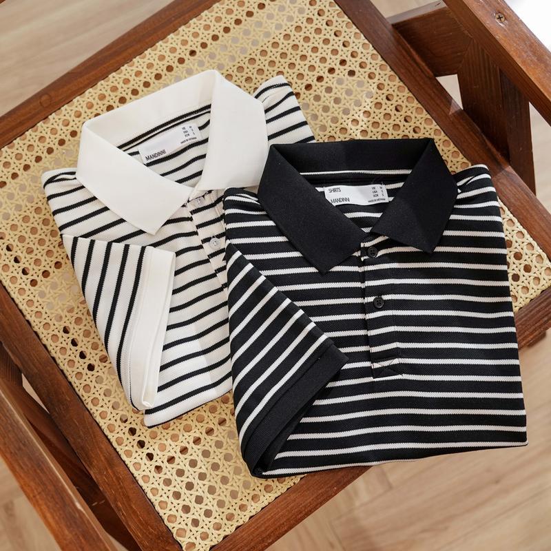 Áo Thun Nam Polo Phối Sọc Nhỏ MAN Color Stripes BY MANDINNI Menswear Có Cổ