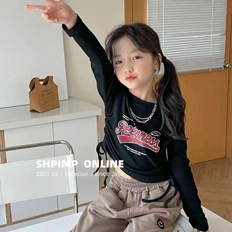 Korean Style T-Shirt Anak Perempuan Lengan Panjang Design Khusus Modren Style Anak Perempuan Atasan Lengan Panjang 2