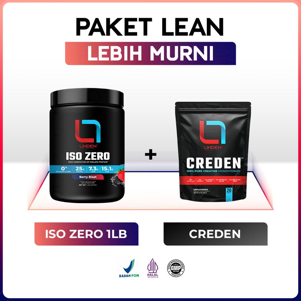 LINDEN NUTRITION - Bundle Linden Iso Zero Bottle 1 lbs + Linden Creden Creatine Monohydrate - Suplemen Fitness - Peach