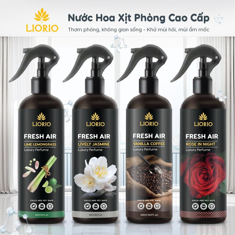 Nước hoa xịt phòng Liorio Fresh Air cao cấp - giúp thơm phòng, khử mùi, thư giãn, thanh lọc không khí.