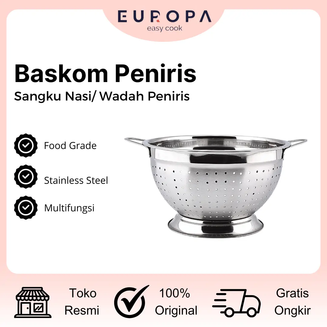 [EUROPA] Wakul / Bakul Nasi 20- 26 Cm Stainless Steel Colander Deep
