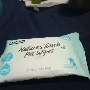 Woo Nature's Touch Pet Wet Wipes Tanpa Alkohol Alami Cat & Dog 10 lembar / 80 lembar