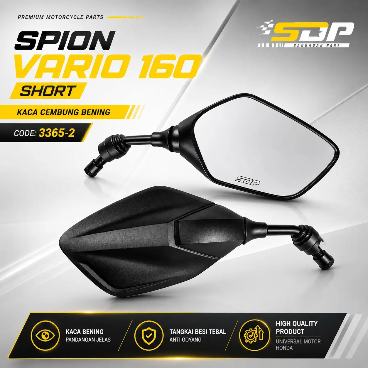 SDP SPION VARIO 160 TANGKAI PENDEK KACA CEMBUNG UNIVERSAL MOTOR HND YMH