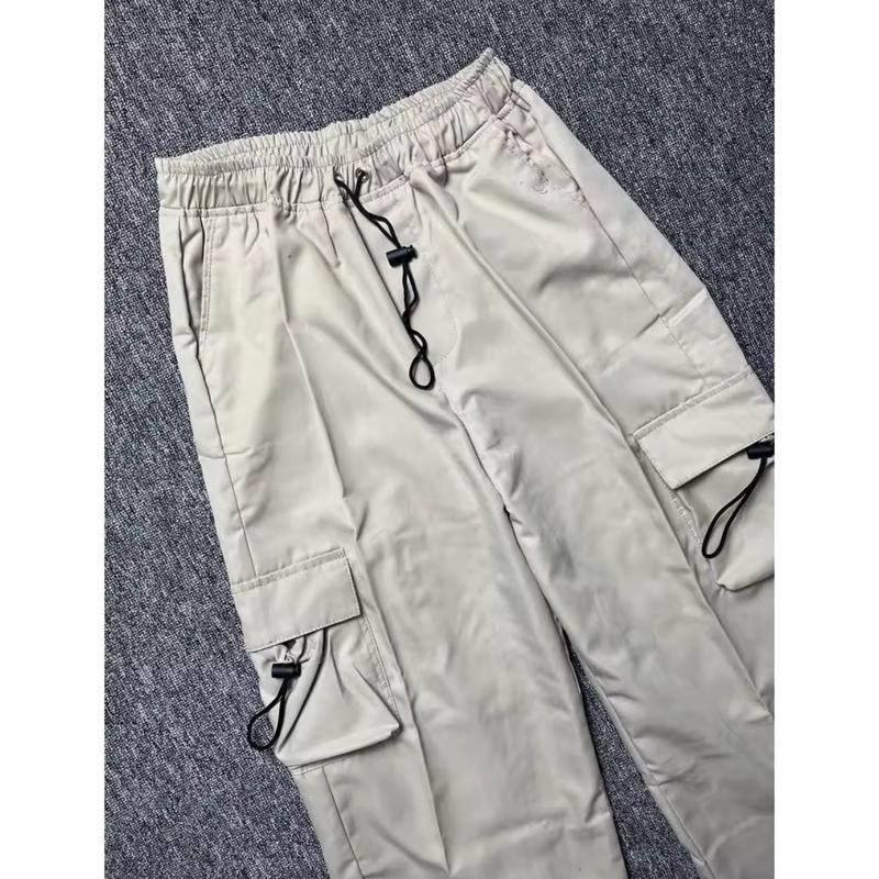Celana Panjang Cargo Wanita Highwaist Korean Style Tali Serut Bawah  Loose Pants Standart-Jumbo Dewasa Kaki Karet 5