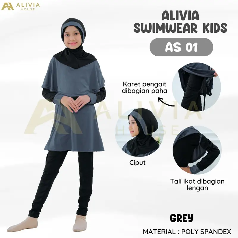 Baju Renang Anak AS01 Kids Baju Renang Perempuan Muslim Alivia Baju Renang Muslimah Anak Alivia House 5