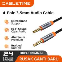 Gambar CABLETIME Kabel Aux 3.5mm TRRS Male to Male 4 Pole Mic Audio Stereo & Call - 0.5M [CF18E] dari CABLETIME Jakarta Kota Administrasi Jakarta Barat 1 Tokopedia