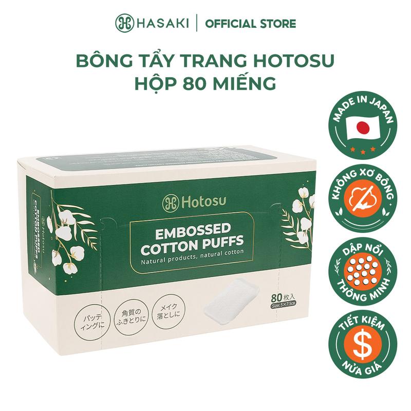 Bông Tẩy Trang Hotosu Hộp 80 Miếng Embossed Cotton Puffs | HASAKI BEAUTY