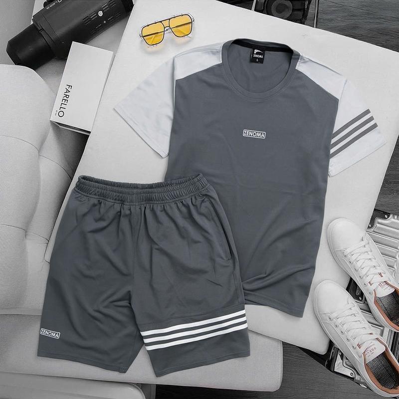 Bộ Quần Áo Thể Thao Nam Mùa Hè ZENOMA Vải Thun Cvc Co Dãn Thoáng Khí Thấm Hút Mồ Hôi Tập Gym Thể Thao Mặc Nhà - D037