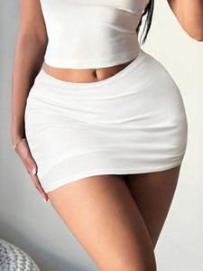 Falda corta ajustada lisa y sexy para mujer en verano, estilo “hot girl”, elegante y cómoda, perfecta para uso casual
