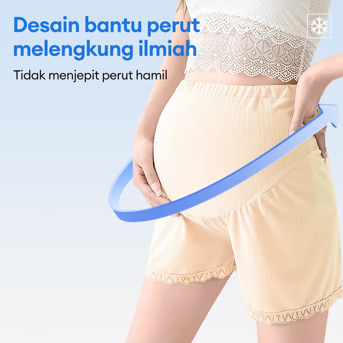 Angel Mommy Celana Keselamatan Bersalin Es Sutra Renda Penyangga Perut Pinggang Tinggi Ukuran Plus Musim Panas Celana Pendek Bernapas Tipis Keren Celana Bersalin 3 Titik 223