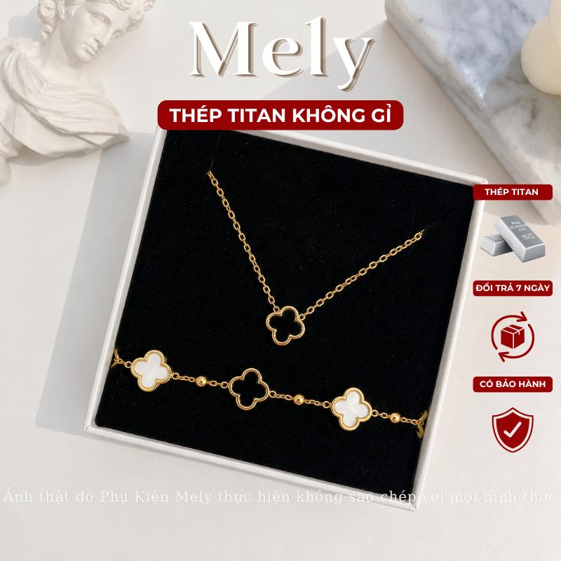 [KHÔNG ĐEN GỈ] Bộ Dây chuyền vòng tay nữ cỏ 4 lá sợi mảnh phụ kiện trang sức thời trang Mely TT115