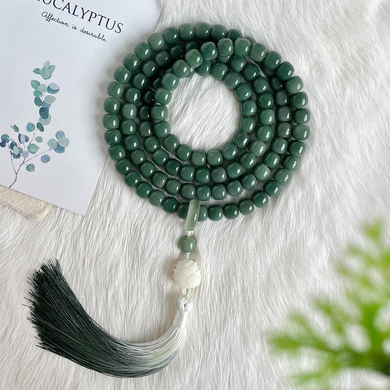 [Yên Thanh Vũ] Chuỗi Vòng 108 Hạt Bồ Đề Tự Nhiên Màu Xanh Mix Charm Sen Mang Lại Bình An, May Mắn - Bồ Đề An Nhiên V10834 Phụ Kiện