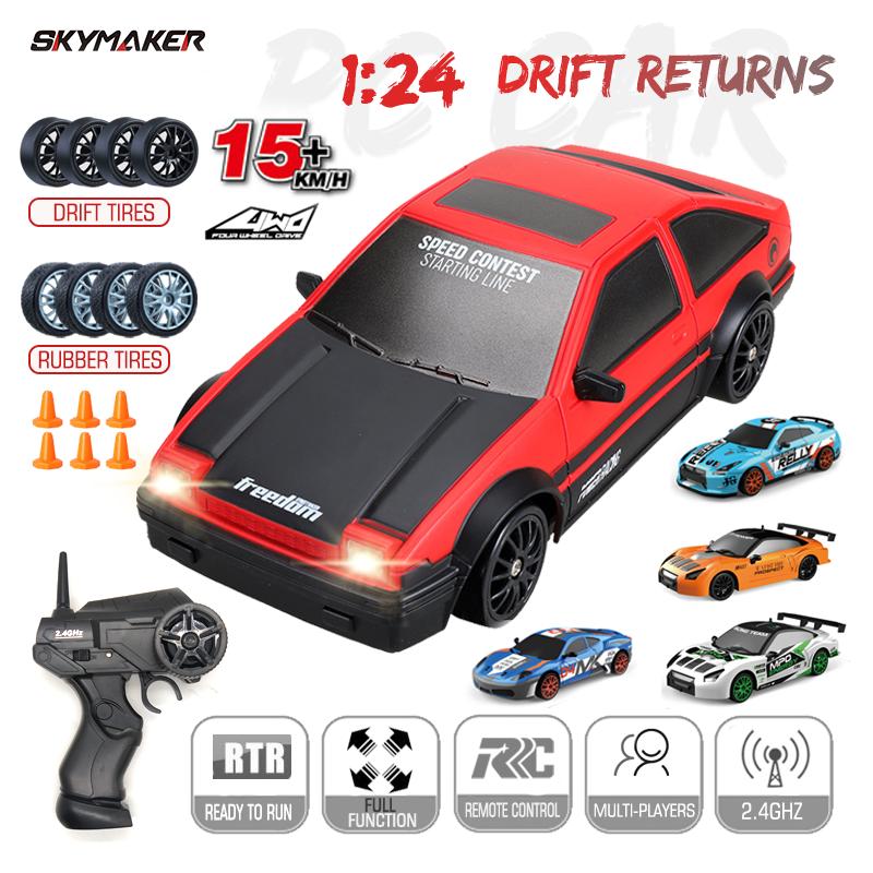 4WD RC Drift Car 1/24 Remote Control GTR Model AE86 Car 2.4GHz Mini ...