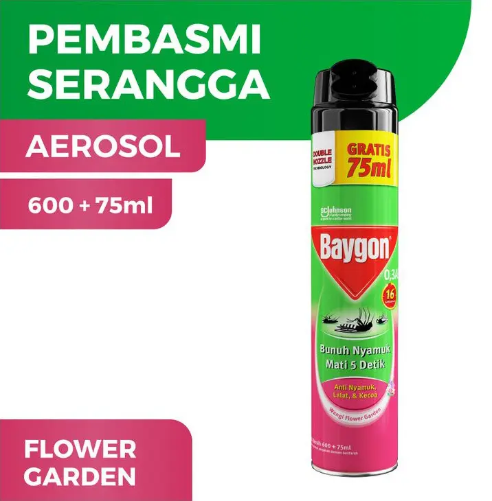Obat Nyamuk Semprot Baygon Aerosol 600ml + GRATIS 75ml / 600ml / 200ml - Ready Stock