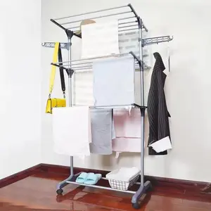 RAK JEMURAN BAJU LIPAT BESAR 4 SUSUN / RAK JEMURAN HANDUK MENARA STAINLESS / GANTUNGAN BAJU CELANA LIPAT / STANDING HANGER / RAK PENGERING BESI PAKAIAN SEPATU / RAK JEMURAN PLASTIK - JORDAN-DRYINGRACK, SHENARCORNER168