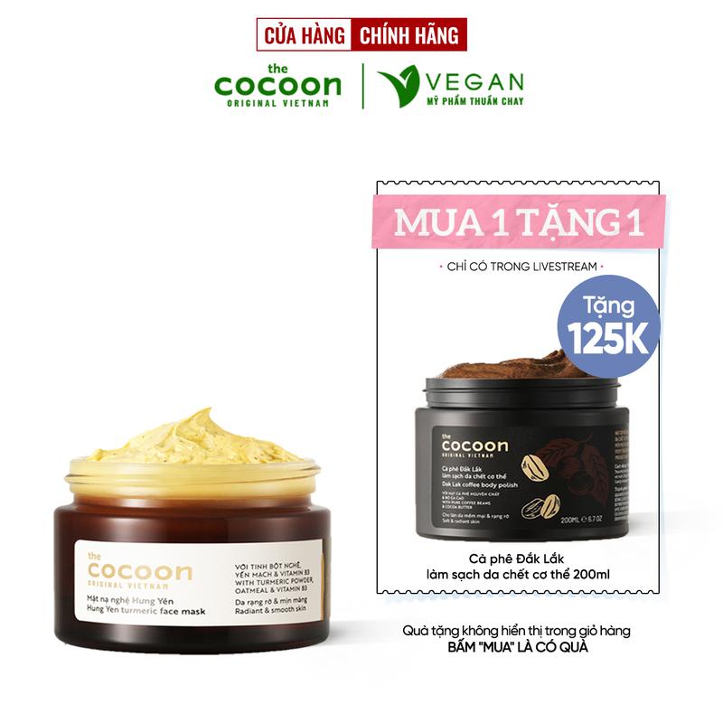 [CHỈ CÓ TRONG LIVESTREAM MUA 1 TẶNG 1] Mặt nạ nghệ Hưng Yên cocoon 30ml TẶNG Tẩy tế bào chết cà phê body 200ml