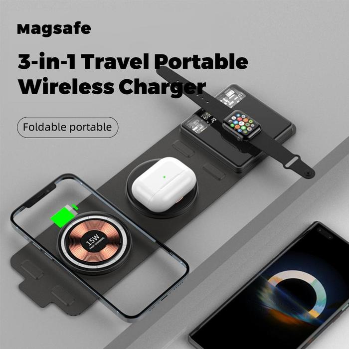 Gambar Wireless Charger 3 in 1 Foldable Fast Charge Airpods Apple Watch X800 dari Allforgadget Kota Administrasi Jakarta Utara Tokopedia