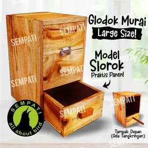 SEMPATI Glodok Slorok Burung Murai Glodokan Rumah Kotak Kayu Polos Sarang Ternak Burung Murai Batu Breeding Nest Box Tempat Wadah Telur Bertelur Burung