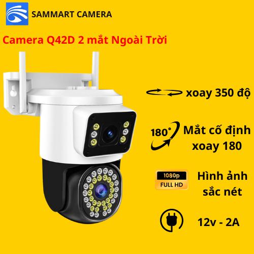 (TẶNG DÂY 3M KHI MUA KÈM THẺ) Camera Q42D YooSee 2 Mắt Ngoài TRời Kháng Nước Kết Nối Wifi Không Dây  Đàm Thoại 2 chiều Thông Báo Báo Động