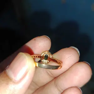 Cicni Wanita Titanium Anti Karat Permata Tanam Oval Cantik Elegan Rings