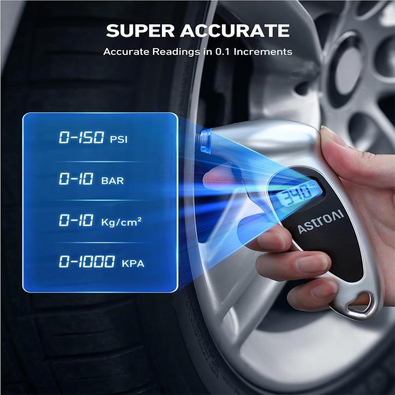 High Precision Tire Pressure Gauge Tire Pressure Gauge Digital Tire Pressure Gauge Barometer Multifunctional Digital Car Bicycle Truck Bicycle Tire Measurement Up to 1000kPa Measurement 2