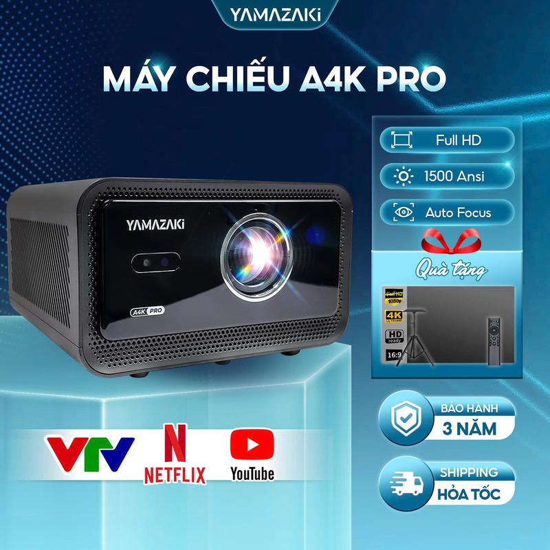 YAMAZAKi - Máy Chiếu Mini A4K Pro Cao Cấp, Độ Sáng 1500 ANSI Siêu Sáng Hỗ Trợ…