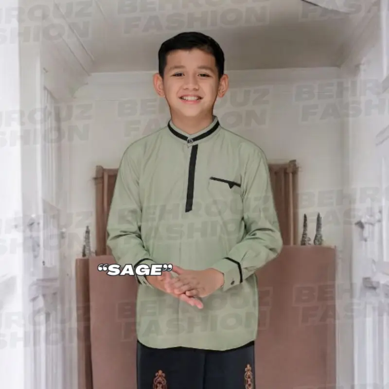 BEHROUZ - Baju Koko Anak Motif Bima Bahan Katun Premium Lengan Panjang Promo Lebaran 2025 3