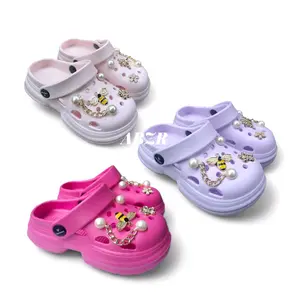 Sandal Anak Perempuan Motif Baim Rantai V2830 Sandal Jelly Eva Rubber Fashion Ringan Nyaman Sepatu Krem Pink Ungu Tahan Lama - Kaki