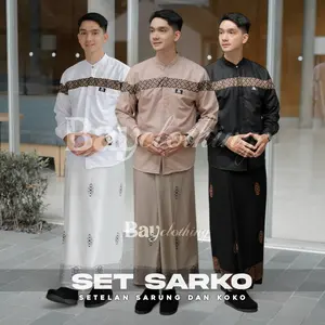 Setelan SARKO Sarung Dan Koko Lengan Panjang Motif Kobata Qinang Sarung Motif Sarang Tawon