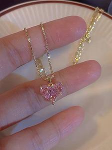 Collar de moda estilo Y2K con colgante de corazón de vidrio, aleación de zinc, regalo perfecto para el Día de San Valentín o el Día de la Madre, ideal para uso diario