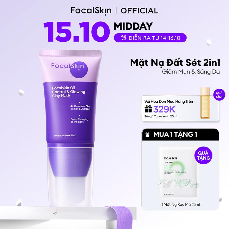 [NEW LAUNCH] FOCALSKIN Mặt Nạ Đất Sét Đổi Màu Kiểm Soát Dầu, Giảm Mụn & Sáng Da | 2in1 60g