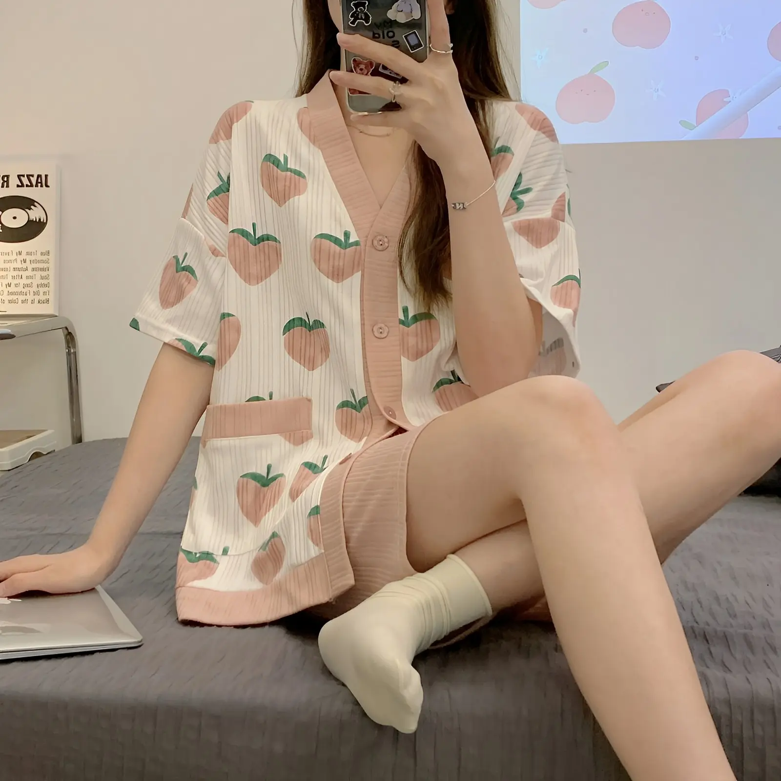 SODA Baju tidur wanita dewasa set piyama jumbo model korean style terbaru kekinian full kancing bahan kaos lembut adem serap keringat setelan harian santai motif karakter kartun lucu murah Panjang Pendek Celana Satin 1350