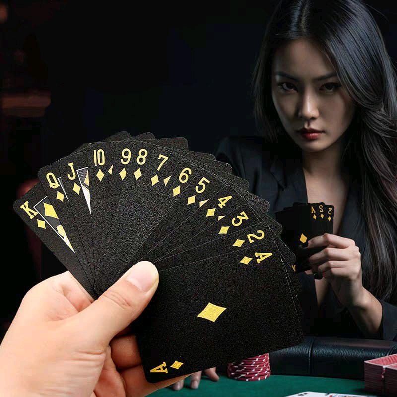 Kartu Remi Waterproof / Kartu Poker Super Premium Anti Air Black Gold Termurah 1