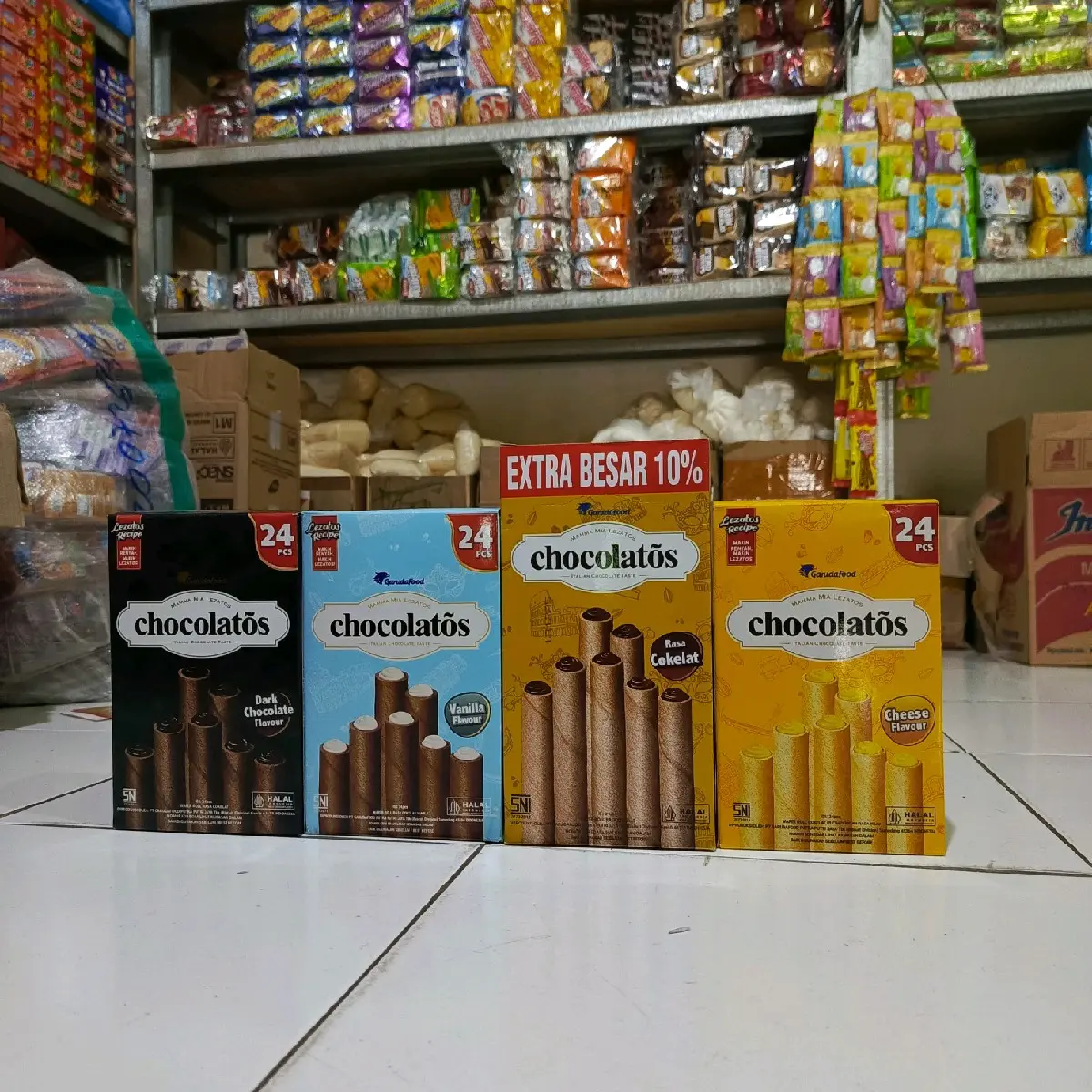 Chocolatos 1 box isi 24 coklat/drak chocolate/vanila /cheese