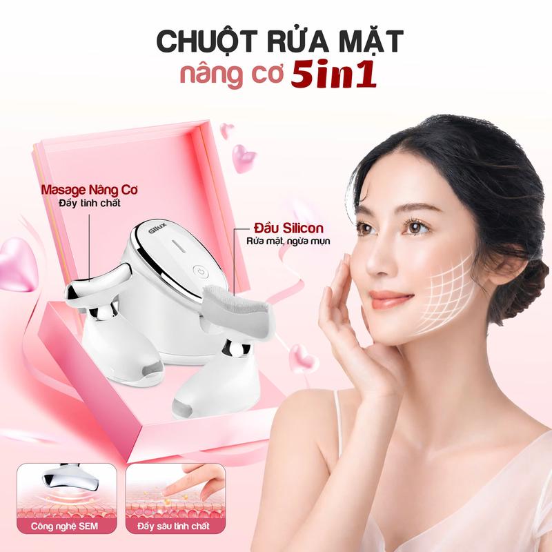 Máy Rửa Mặt GILUX 5 Trong 1 Nâng Cơ Trẻ Hóa Di Tinh Chất Giảm Nếp Nhăn Ngừa Mụn Phiên Bản Giới Hạn 2026