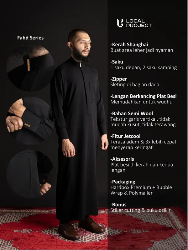 Local Project | Jubah Pria Dewasa Gamis Lengan Panjang | Fahd Olive Green 6